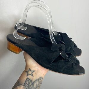 Eva Credo‎ | Suede Double Bow Strap Sandals Made in USA Size 9.5